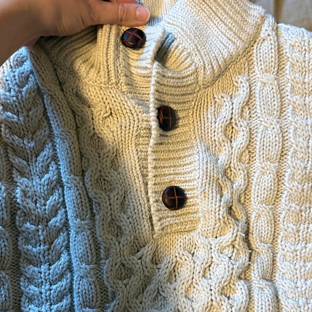 LL Bean Cream fishman men’s sweater - Picture 2 of 7